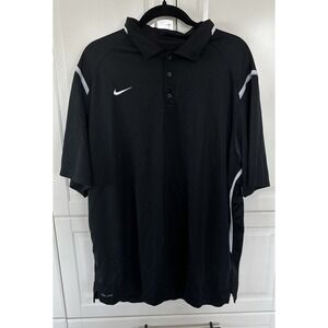 Nike Polo Shirt Mens XXL 2XL Gray w/White trim Short Sleeve Dri Fit Golf Sport